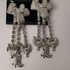 Fancy rhinestone cowgirl dangle earrings